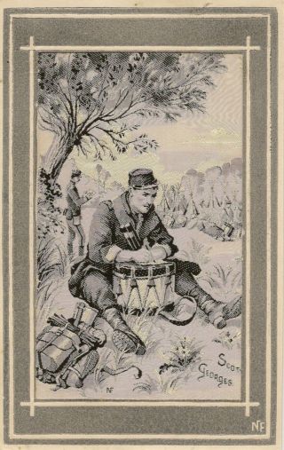 Georges Scott Woven Silk Military Drummer Vintage Postcard