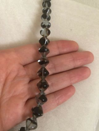 Vintage Art Deco Hand Blown Glass Clear Black Beads Necklace 3