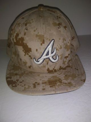 Mlb Era Atlanta Braves Baseball Fitted Hat Size 7 1/2 Digital Usmc Camo