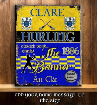 Personalised Clare Gaa Hurling Gaelic Sport Vintage Metal Sign
