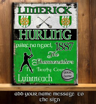 Personalised Limerick Gaa Hurling Gaelic Sport Vintage Metal Sign