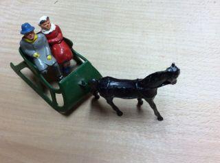 Vintage Barclay? Die Cast Metal Sleigh,  Riders And Horse Circa 1960s