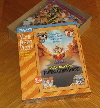 An American Tail Fievel Goes West - Vtg 300 Pc Movie Poster Puzzle 5156 Golden