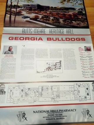 Vintage 1984 Uga University Of Georgia Schedule/poster 18x28 Bulldogs