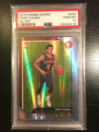 Trae Young 2018 - 19 Panini Hoops Prizm Silver /199 Psa 10 Hawks
