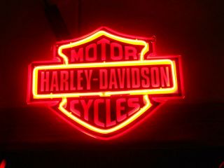 Pre - Owned Small Harley Davidson Neon Sign 9x12 Red Light