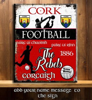 Personalised Cork Gaa Football Gaelic Sport Vintage Metal Sign