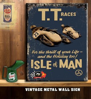Isle Of Man Tt Motorcycle Race Reto Road Race Vintage Metal Sign
