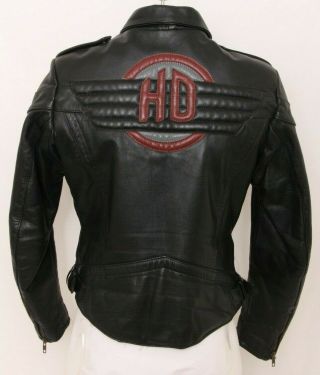 Harley - Davidson Hein Gericke Black Lined Leather Motorcycle Jacket Women 