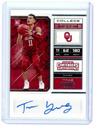 2018 Contenders Draft Picks Trae Young Rookie College Ticket On Card Auto Hawks