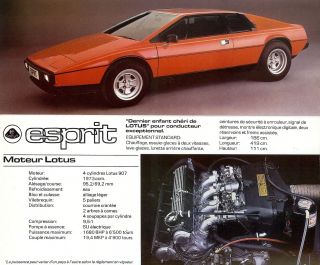 Lotus " Esprit " / " Elite " / " Eclat " 2.  0 - 1978 - French Sales Brochure,  Prospekte