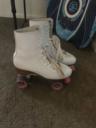 Vintage Ladies White Boot Roller Skates Size 10