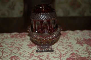 Vintage Westmoreland 2 Piece Ruby Red Flash (or Stain) Glass Fairy Lamp