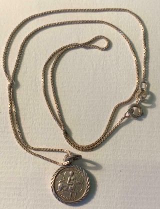 Vintage Sterling Silver Sagittarius Pendant Necklace 17 " Zodiac Horoscope