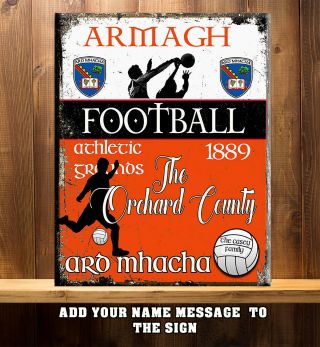 Personalised Armagh Gaa Football Gaelic Sport Vintage Metal Sign