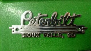 Vintage Peterbilt Truck Logo Metal Emblem - Name Plate - Sioux Falls Sd