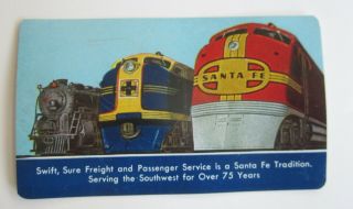 Old Vintage 1945 - Santa Fe Railroad - Pocket Calendar - Plastic Coated