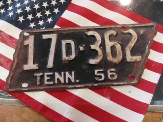 1956 Tennessee Shape License Plate Obion County Paint