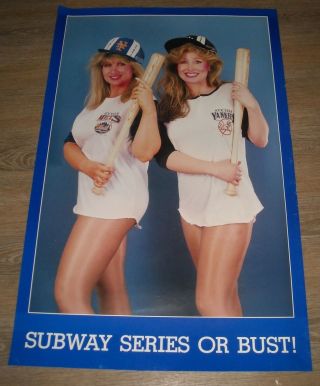 Rolled Subway Series Or Bust Pin Up Poster Baseball Mets Vs Yankees Sexy Busty
