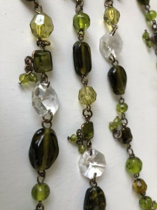 Vintage Glass Bead Necklace Green Colour Long 117cm Length Sundaymarket