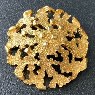 Signed Crown Trifari Vintage Gold Tone Flower Abstract Retro Brooch Pin 180
