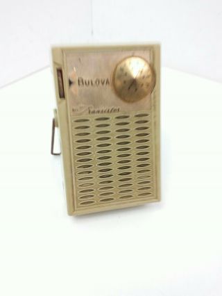 Vintage 1950s Bulova Valiant Transistor Radio 680 Series Battery 9v Work.