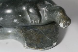 Vintage Mid 20thC Inuit Large Seal Soapstone Carving Sculpture Signed Povingtuk 2