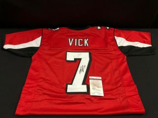 Michael Vick Atlanta Falcons Signed Red Custom Jersey Jsa Witness Wp767041
