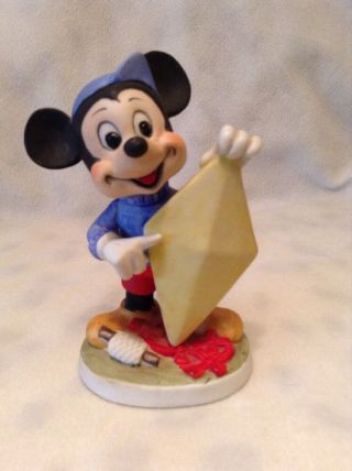 Vintage Walt Disney Mickey Mouse Kite Flying Porcelain Figure Figurine