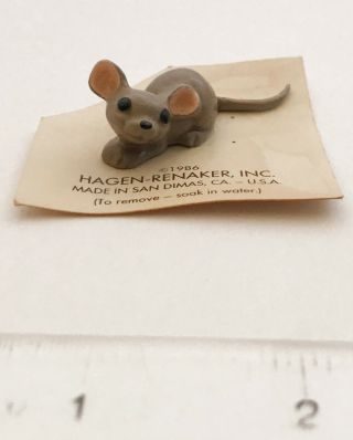 Vintage Hagen Renaker Papa Mouse 358 On Card Mini Porcelain Figurine