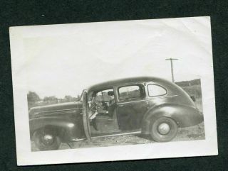 Vintage Car Photo Girl Waiting W/ Open Door On 1940 Hudson Sedan 383132