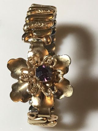 Vintage Barclay Floral Bracelet Purple Stone 1/20 12kt Gf B4