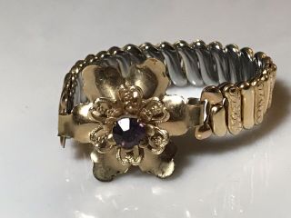 Vintage Barclay Floral Bracelet Purple Stone 1/20 12kt GF B4 2