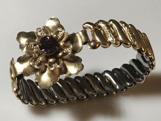 Vintage Barclay Floral Bracelet Purple Stone 1/20 12kt GF B4 3