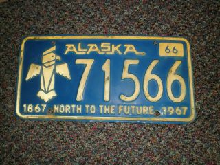 1966 Alaska Centennial License Plate Eagle Totem 1867 - 1967 North To The Future