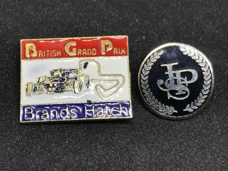 Vintage Enamel British Grand Prix Pin Badges - Brands Hatch & Jps