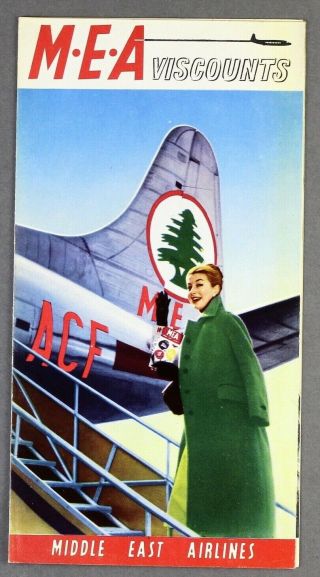 Mea Middle East Airlines Vickers Viscount Airline Brochure Cutaway 1956