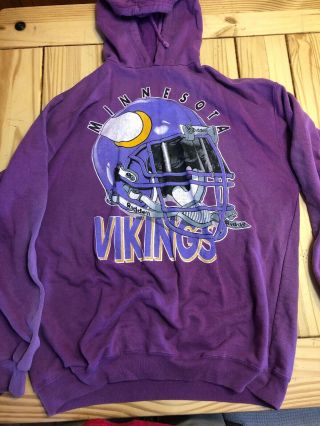 Vintage Purple Minnesota Vikings Hoodie Pullover Sweatshirt Xl