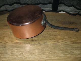 Vintage French Copper Cuisine Kitchen Sugar Caramel Sauce Pan Metal Handle 2.  Lt