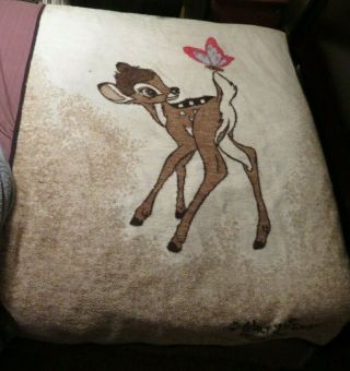 Vtg Biederlack Disney Bambi Blanket Throw Wall Hang Child 