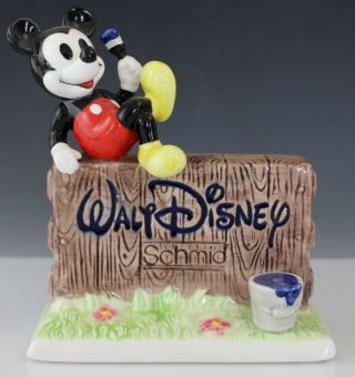 Vintage Signed Walt Disney Co Mickey Mouse Schmid Porcelain Name Plaque