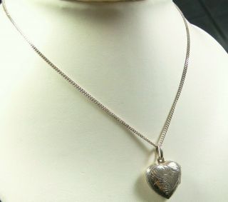 Vintage Silver Engraved Heart Locket And Silver Chain - Christmas Love Token