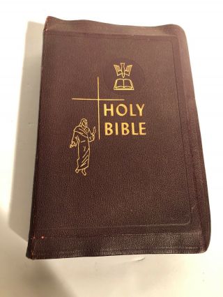 Vintage Holy Bible Holy Family Edition Of The Catholic Bible.  1950 Brown Cover