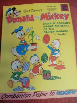 Walt Disneys Donald And Mickey Comic Rare 20th April 1974 Napoleon And Samantha
