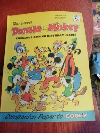Walt Disneys Donald And Mickey Comic 9th March 1974 Rare Robin Hood Big Bad Wolf