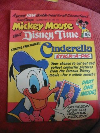 Walt Disneys Mickey Mouse And Disney Time Rare Comic 88 1977 Cinderella