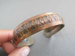 Vintage Old Pawn Solid Copper Pressed Cuff Bangle Bracelet