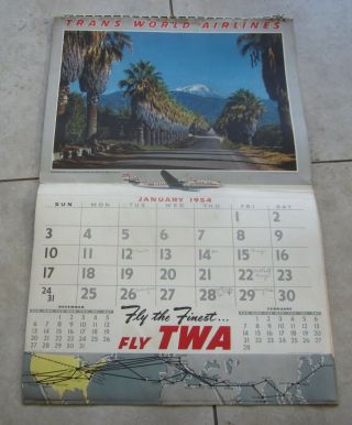 Old Vintage 1954 - Twa - Trans World Airlines - Wall Calendar
