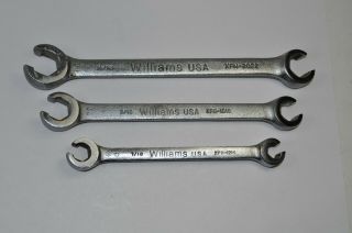 (3) Vintage Williams 6 - Point Sae Double End Flare Nut Wrench Set 3/8 Thru 11/16