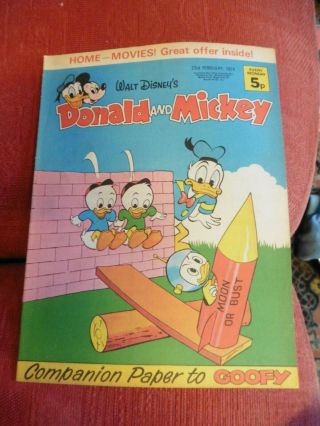 Walt Disneys Donald And Mickey Comic Rare 23rd February 1974 The Aristocats